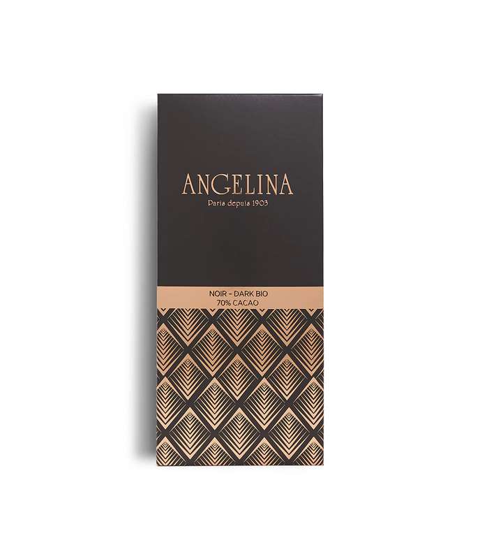 Angelina Tablette de Chocolat Noir 70 % de cacao, BIO, 100 gr