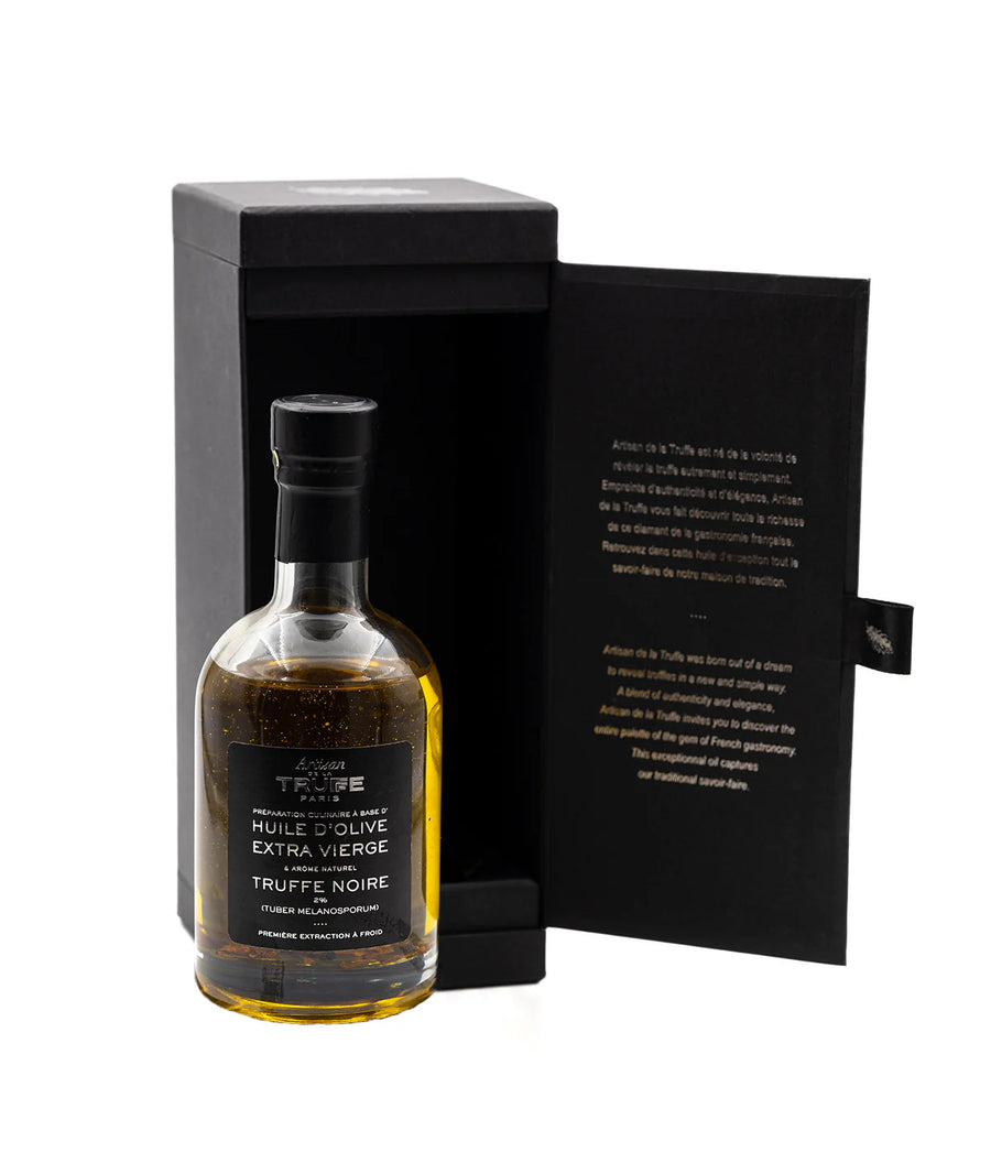 Huile d'olive vierge extra (99.7%) à la truffe d’été en coffret cadeau, 200 ml