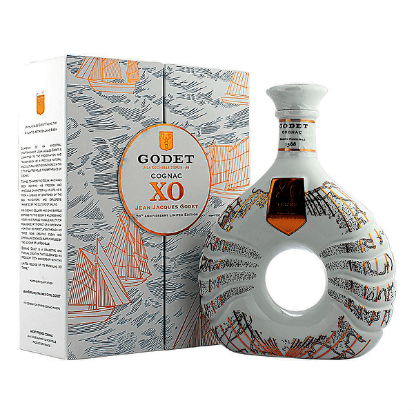 Godet Cognac XO Edition Speciale Jubilée JJG, carafe en céramique, 40%, 70 cl